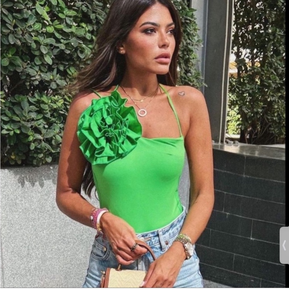 Zara Asymmetrical Floral Swimsuit